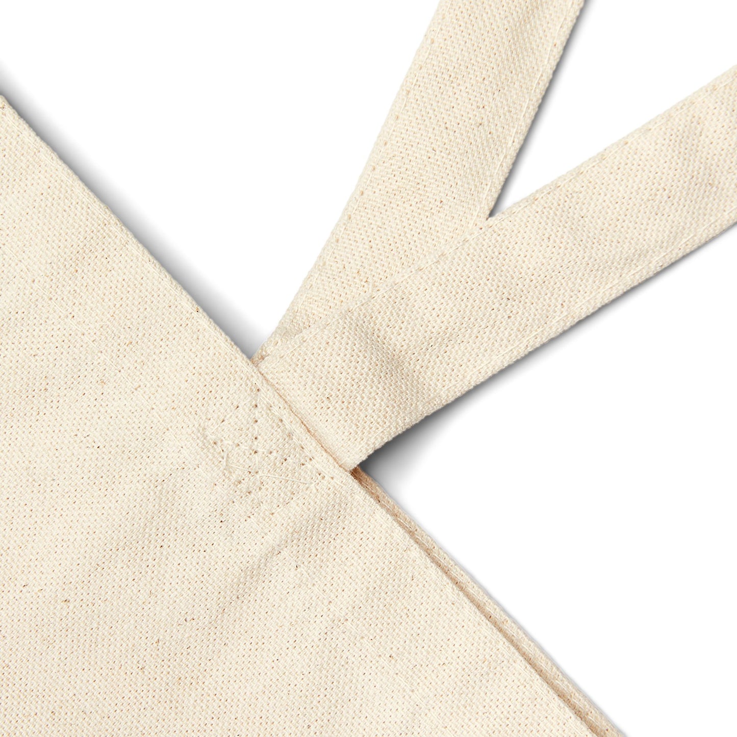 Closeup detail of cotton canvas tote bag with vintage green Doose’s Market logo on both sides, inspired by Gilmore Girls.