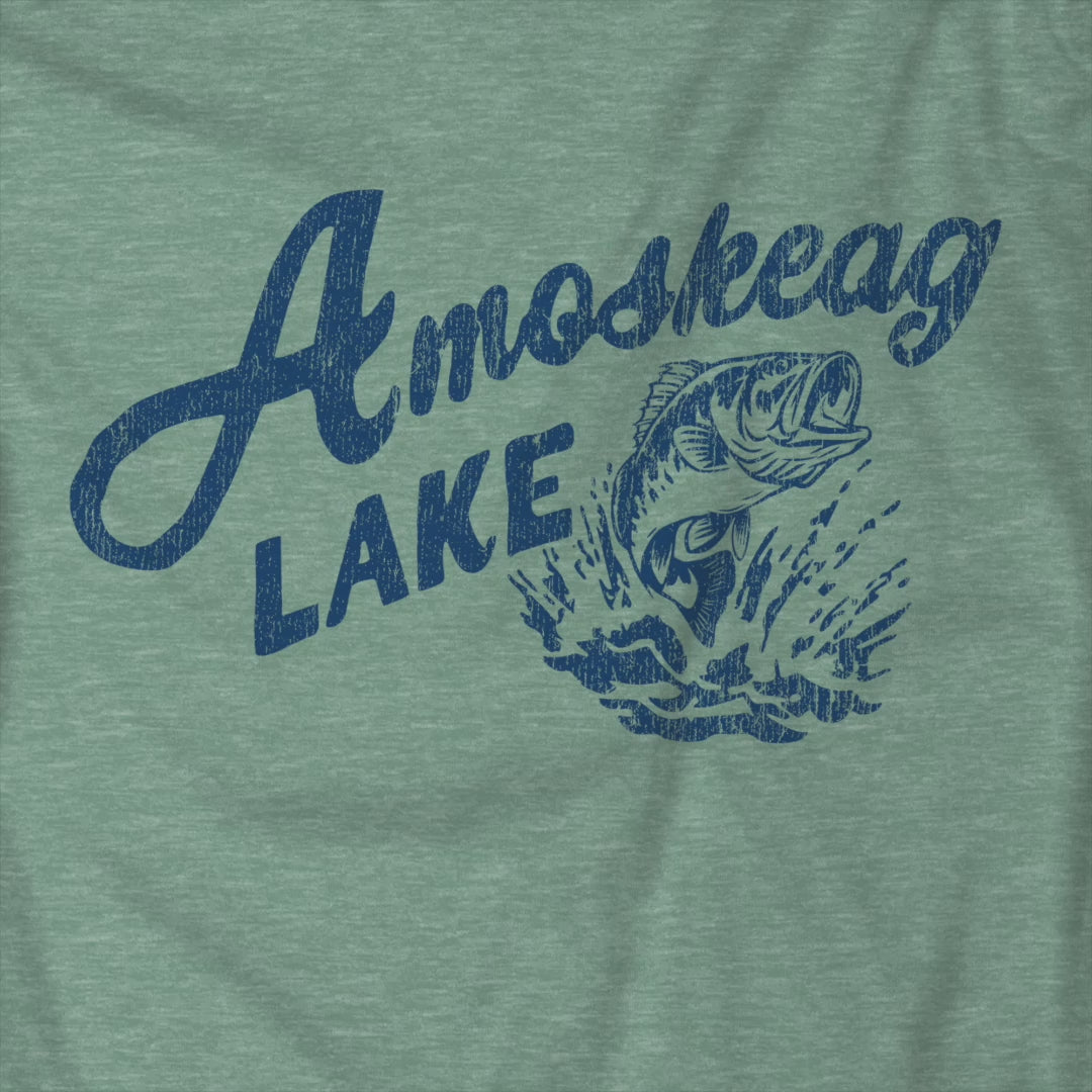 Video of t-shirt featuring the Amoskeag Lake graphic worn by Salma Hayek in the movie Grown Ups in a vintage distressed style.