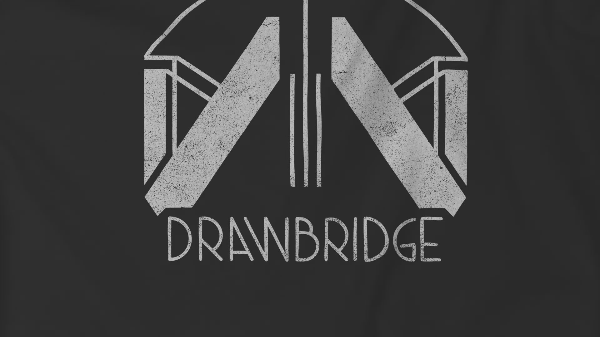 Video closeup of soft Bella+Canvas 3001 short-sleeve t-shirts featuring the Drawbridge logo from the video game Death Stranding 2, in a vintage distressed style, sold by ScriptedBrand.