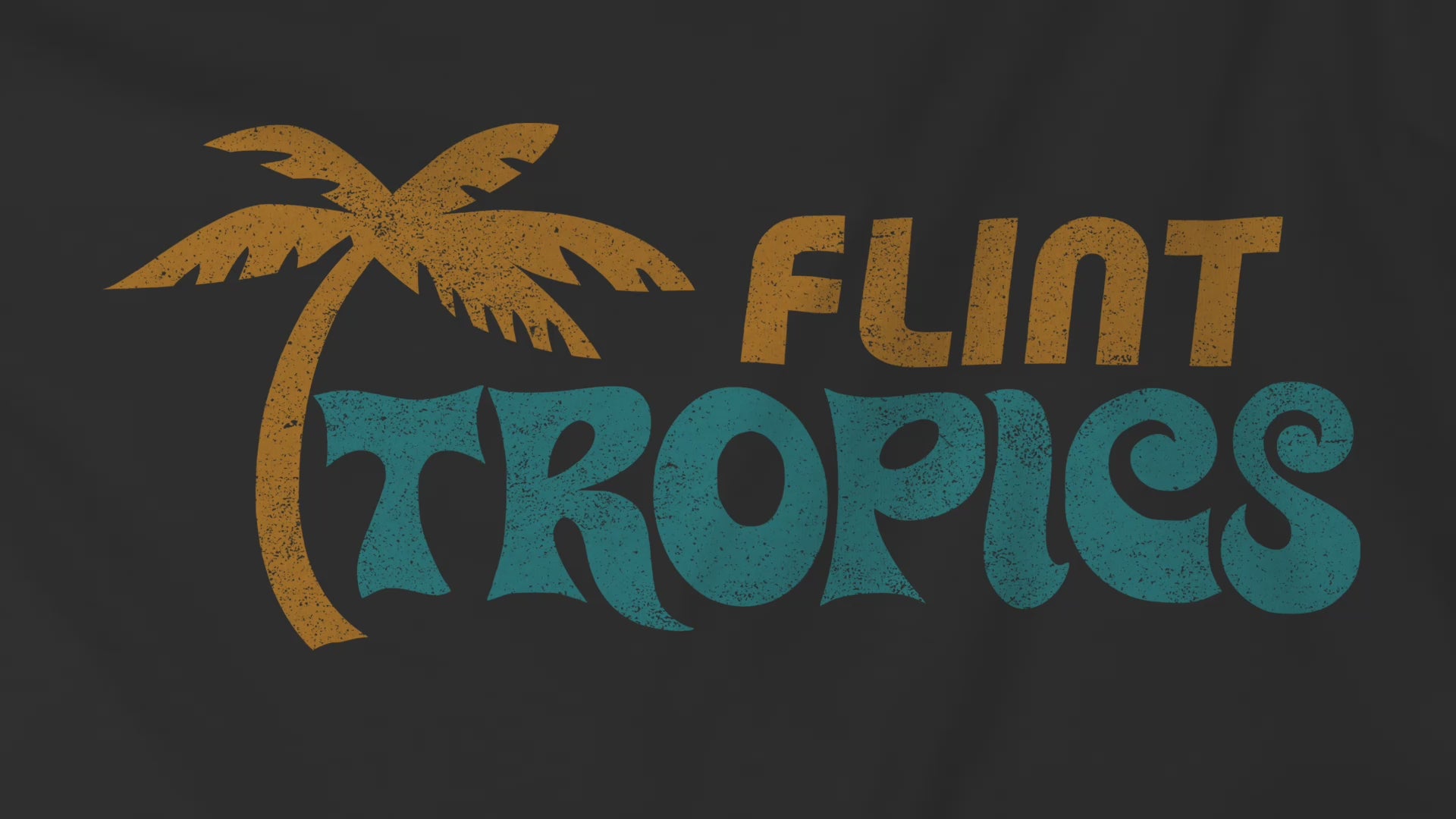 Video of soft Bella+Canvas 3001 short-sleeve t-shirts featuring the Flint Tropics logo from the movie Semi-Pro, in a vintage distressed style, sold by ScriptedBrand.