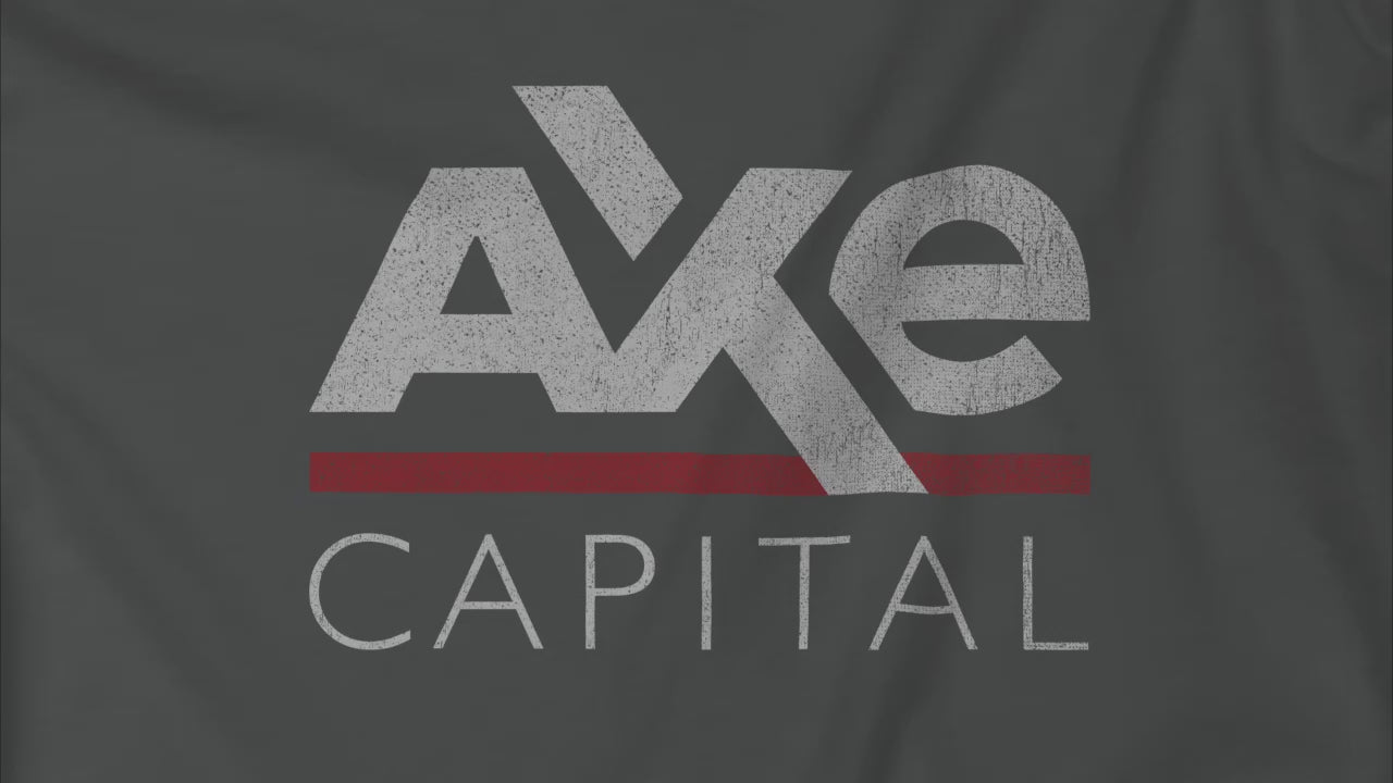 Video of soft Bella+Canvas 3001 short-sleeve t-shirts featuring the Axe Capital logo from the TV show Billions in a vintage distressed style, sold by ScriptedBrand.