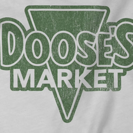 Video of Bella+Canvas t-shirts with a vintage-style Doose’s Market logo graphic, inspired by Gilmore Girls